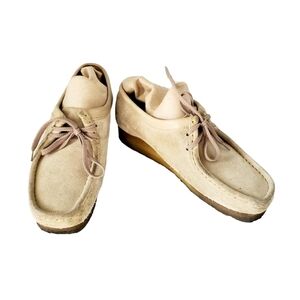 Claks Original Wallabee Ivory Suede Lace Up Loafers Size 9